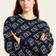 Bias Knit Logo Sweater with Contrast Collar