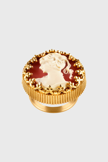 ANTIQUE VICTORIAN BROOCH GOLD-PLATED RING IN PEACH