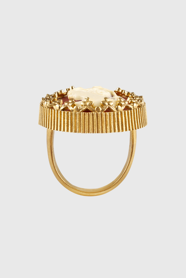ANTIQUE VICTORIAN BROOCH GOLD-PLATED RING IN PEACH