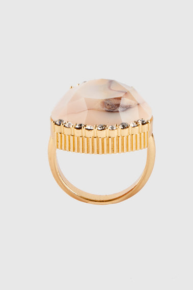 ROSE AND WHITE TEAR DROP COCKTAIL RING