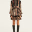 Reverse Chevron Ruffle & Underpleat Dress
