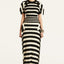 Fringe Detail Striped Knit Dress