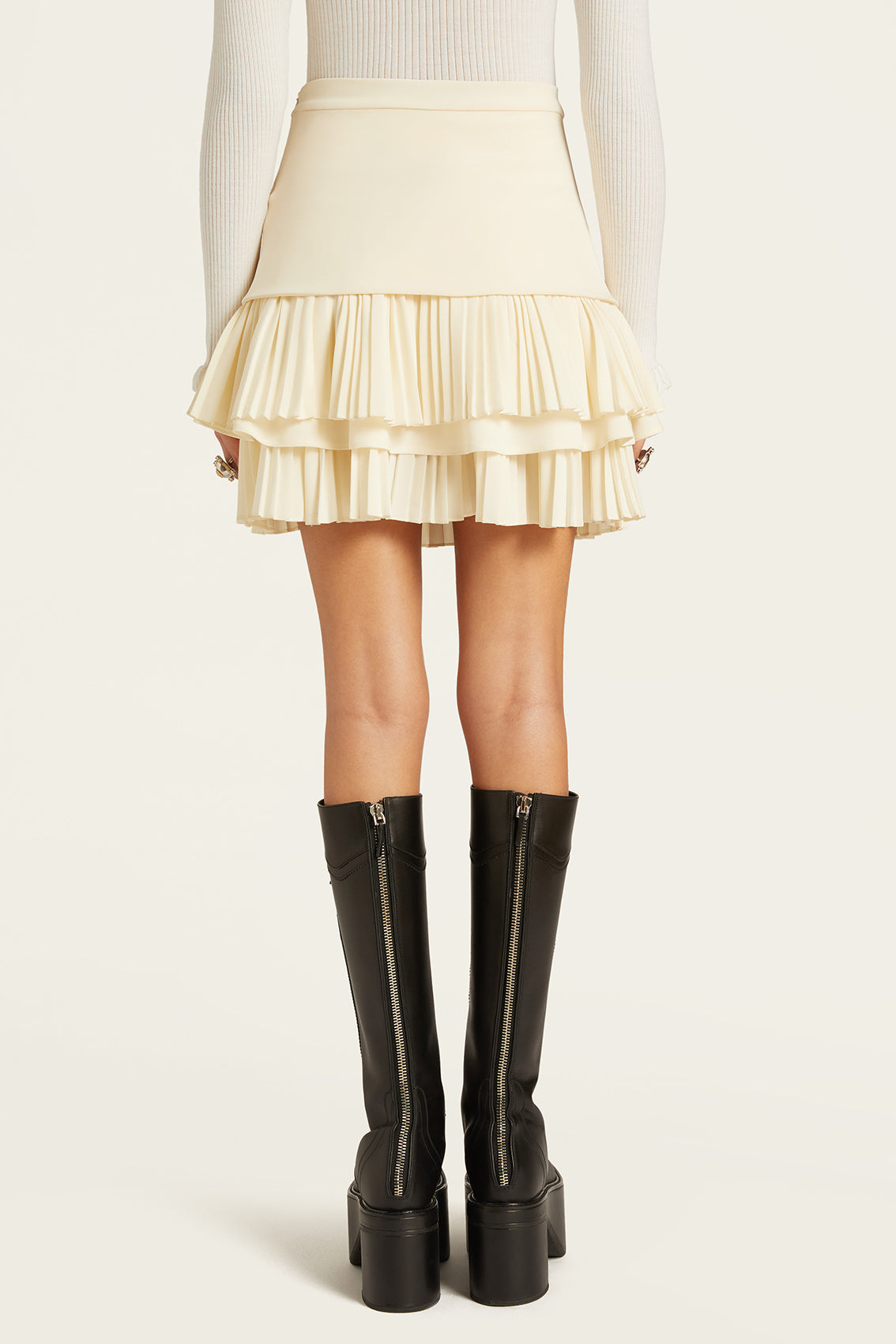 Pleat Tiered Mini Skirt