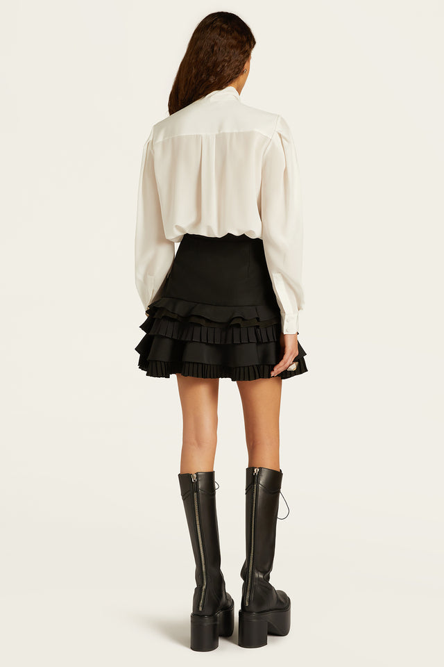 Multi-Pleat Layered Mini Skirt