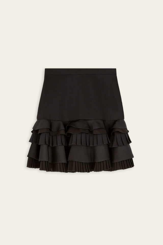 Multi-Pleat Layered Mini Skirt