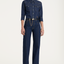 Covered Tab Dark Denim Lengthening Jeans In Navy