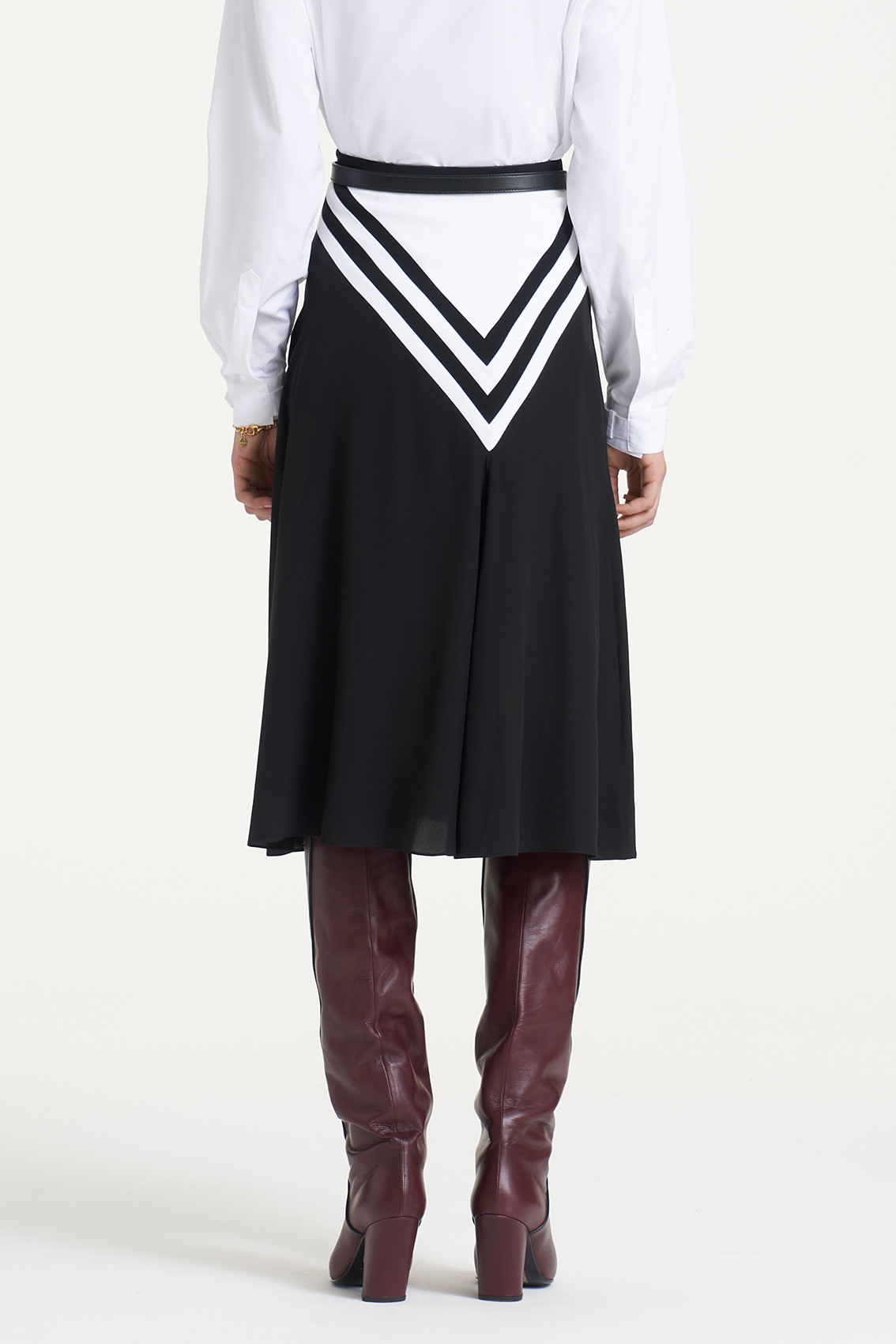Double Chevron Deep V A-Line Skirt