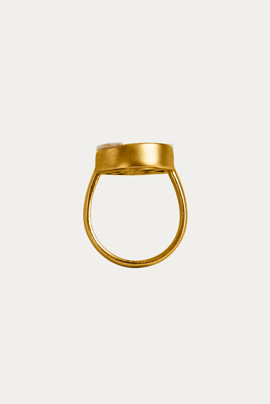 GEOMETRIC GOLD AND ENAMEL COCKTAIL RING
