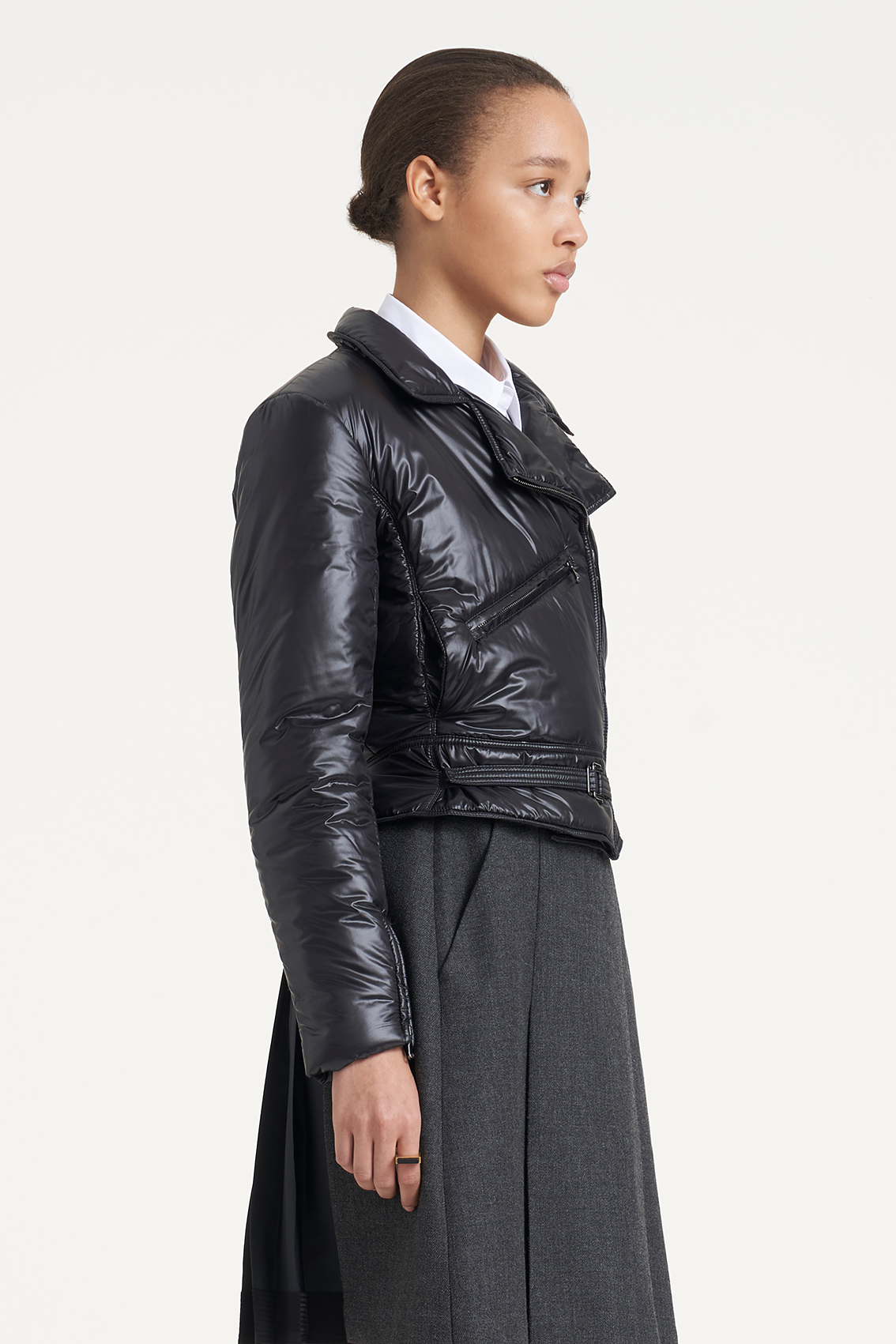 Moto Style Cropped Length Down Jacket