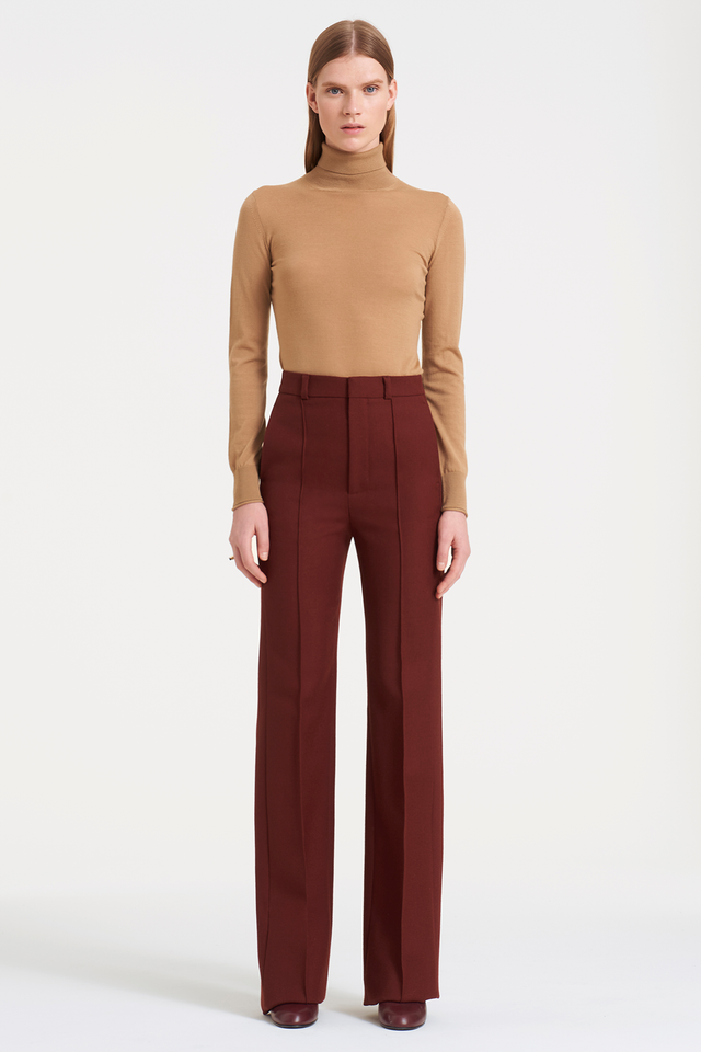 Tissue Knit Turtleneck In Light Camel